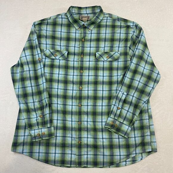 Duluth Trading Co Men's 3XL TALL Plaid Flannel Shirt Long Sleeve Button Down - Picture 1 of 11